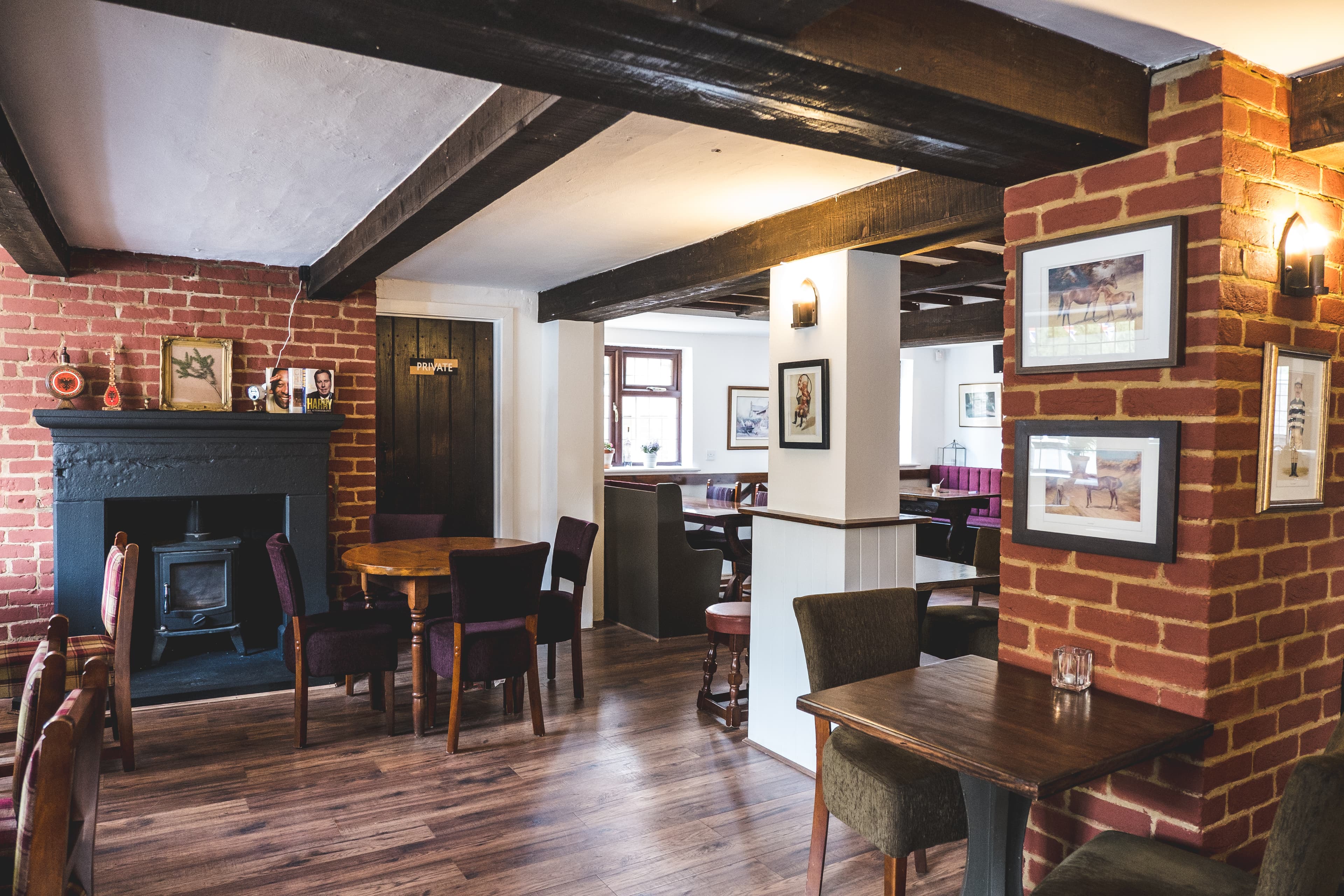 The fireplace dining area in our restaurant