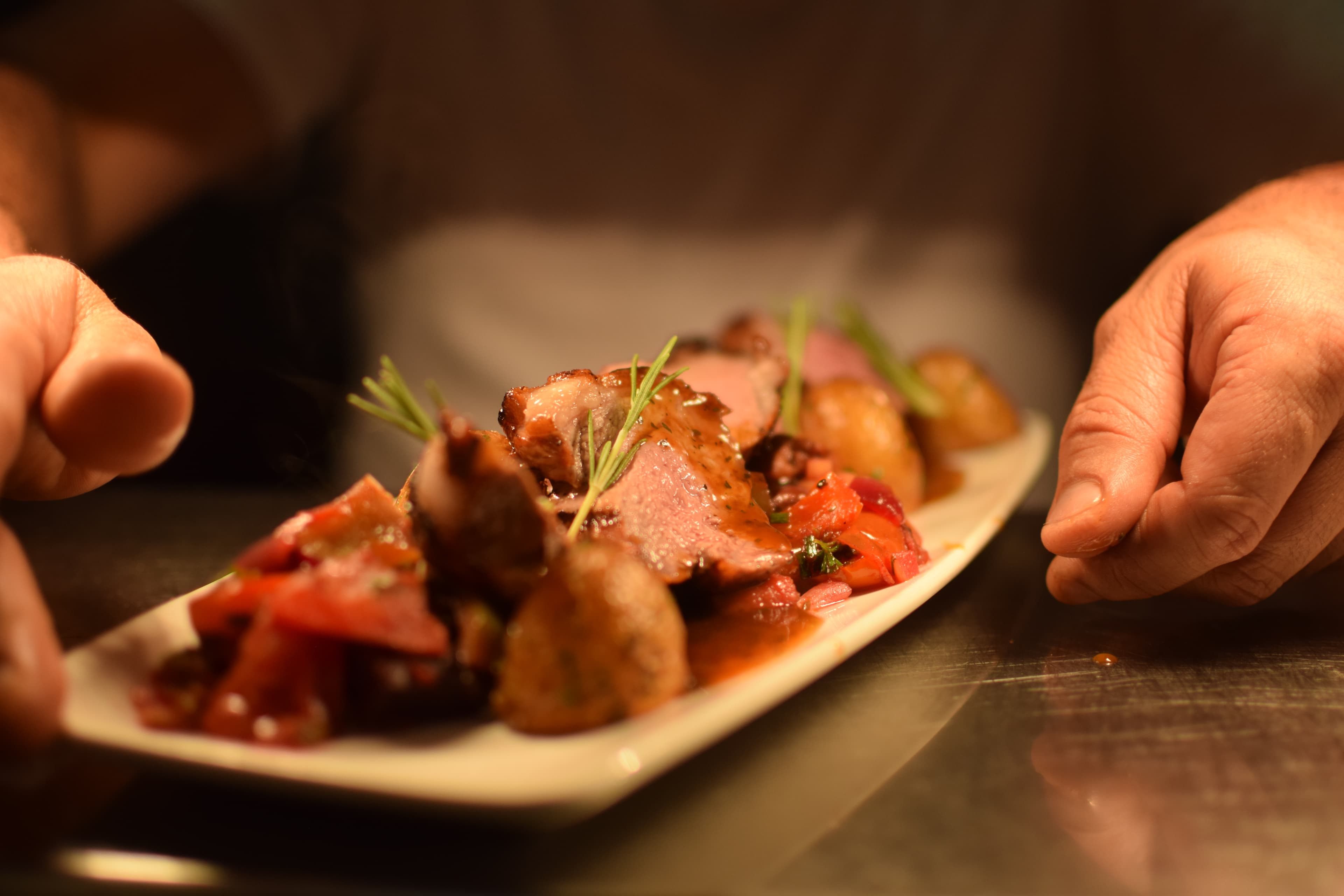 A full plate with a roast dinner